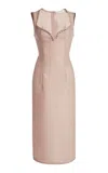 Ludovic De Saint Sernin New Robin Wool Midi Dress In Pink