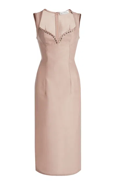 Ludovic De Saint Sernin New Robin Wool Midi Dress In Pink