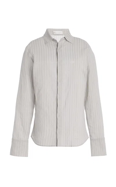 Ludovic De Saint Sernin New Slim Embroidered Cotton Shirt In Grey
