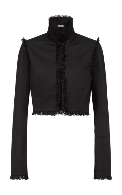 Ludovic De Saint Sernin Odile Lace-trimmed Jacket In Black
