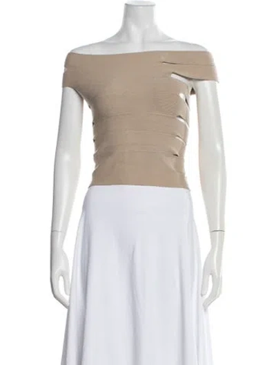 Pre-owned Ludovic De Saint Sernin Off-the-shoulder Short Sleeve Top In Neutral