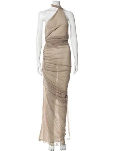 Pre-owned Ludovic De Saint Sernin One-shoulder Long Dress In Neutral