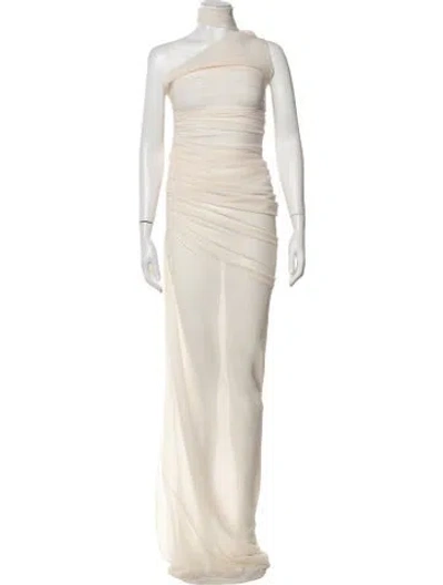 Pre-owned Ludovic De Saint Sernin One-shoulder Long Dress In Neutrals