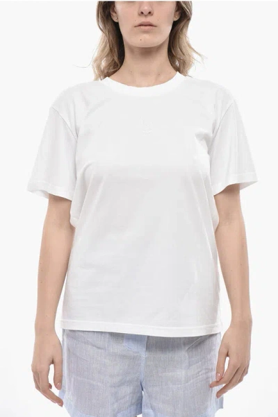 Ludovic De Saint Sernin Organic Cotton Crew-neck T-shirt With Embroidered Monogram In White