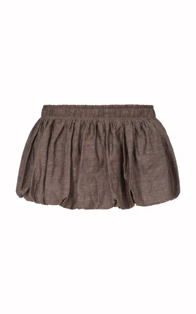 Ludovic De Saint Sernin Palais Bubble-hem Linen Mini Skirt In Brown