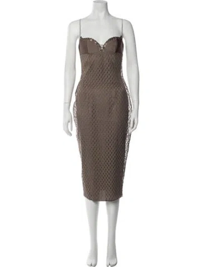 Pre-owned Ludovic De Saint Sernin Patterned Midi Length Dress W/ Tags In Brown