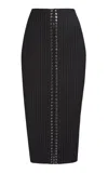 Ludovic De Saint Sernin Pinstripe Eyelet Skirt In Stripe