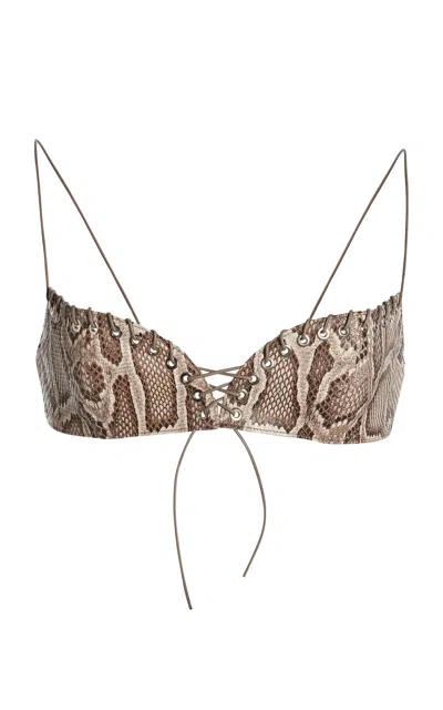 Ludovic De Saint Sernin Python-printed Bralette In Animal