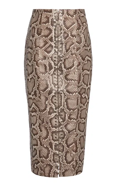 Ludovic De Saint Sernin Python-printed Eyelet Skirt In Animal