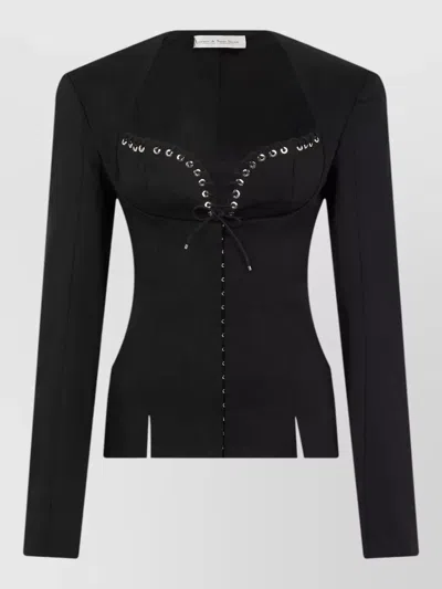 Ludovic De Saint Sernin Rebecca Cotton Jacket Eyelet Collar In Black