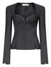 Ludovic De Saint Sernin Rebecca Pinstripe Lace-up Jacket In Black