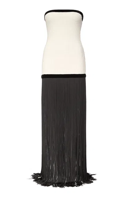 Ludovic De Saint Sernin Robe Fringed Maxi Dress In Black