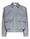 Ludovic De Saint Sernin Robert Flap-pocket Suede Jacket In Gray