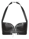 Ludovic De Saint Sernin Robin Eyelet Leather Top In Black
