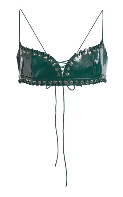 Ludovic De Saint Sernin Robin Patent Bralette In Green