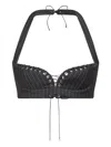 Ludovic De Saint Sernin Robin Pinstripe Lace-up Top In Black