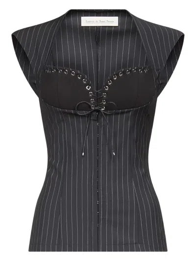 Ludovic De Saint Sernin Robin Pinstripe Top In Blue