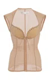 Ludovic De Saint Sernin Robin Sheer Mesh Bustier Top In Neutral