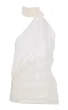 Ludovic De Saint Sernin Ruched Tulle Sleeveless Top In White