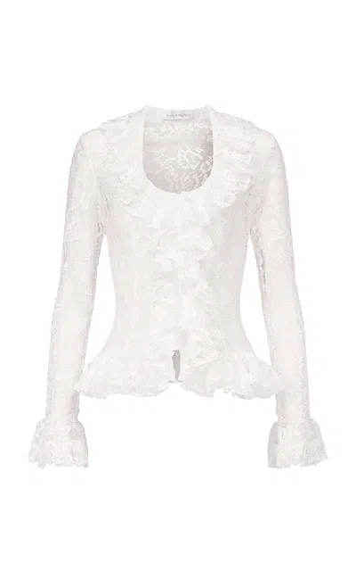 Ludovic De Saint Sernin Ruffle-trimmed Guipure Lace Top In White