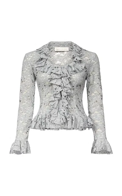 Ludovic De Saint Sernin Ruffled Lace Top In Gray