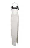 Ludovic De Saint Sernin Scooped Neck Mesh Maxi Dress In Black,white