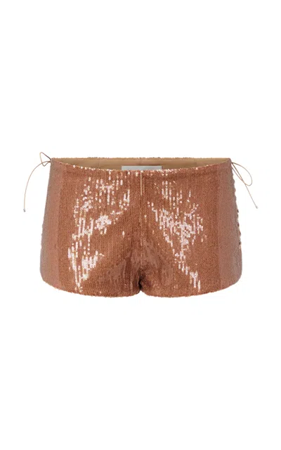 Ludovic De Saint Sernin Sequined Mini Shorts In Brown