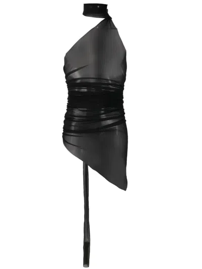 Ludovic De Saint Sernin Sheer Asymmetric Halterneck Top In Black