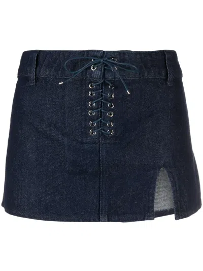 Ludovic De Saint Sernin Side-slit Denim Shirt In Blue