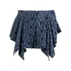 Ludovic De Saint Sernin Monogram-pattern Asymmetric Miniskirt In Blue
