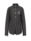 Ludovic De Saint Sernin Slim Fit Denim Shirt W/ Logo Patch In Black