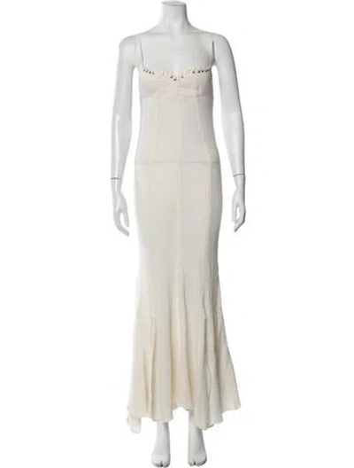 Pre-owned Ludovic De Saint Sernin Square Neckline Long Dress In Neutrals