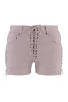Ludovic De Saint Sernin Tailored Straight Shorts Eyelet Detailing In Gray