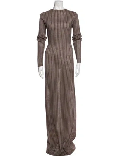 Pre-owned Ludovic De Saint Sernin Striped Long Dress In Brown