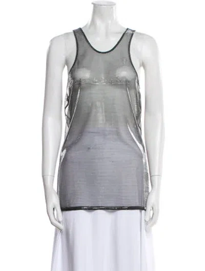 Pre-owned Ludovic De Saint Sernin Striped Scoop Neck Top In Blue