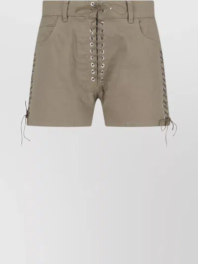 LUDOVIC DE SAINT SERNIN TAILORED STRAIGHT SHORTS WITH EYELET ACCENTS