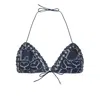 Ludovic De Saint Sernin Lace-up Denim Bikini Top In Blue