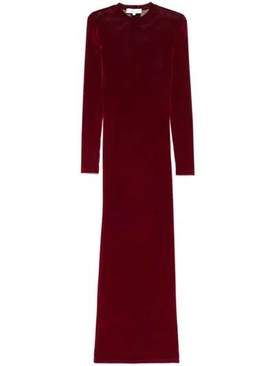 Ludovic De Saint Sernin Velvet Maxi Dress In Red