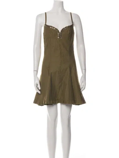 Pre-owned Ludovic De Saint Sernin V-neck Mini Dress In Green