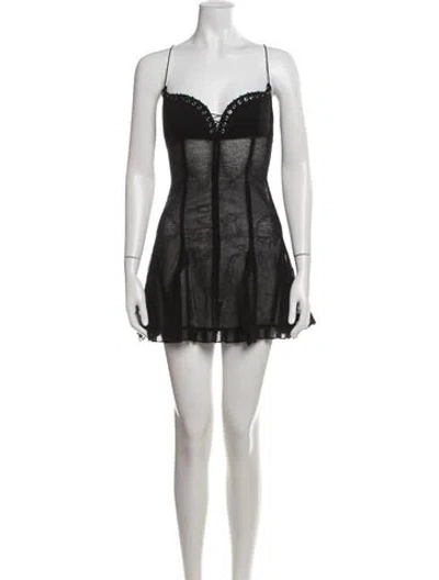 Pre-owned Ludovic De Saint Sernin V-neck Sleeveless Crop Top In Black