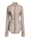 Ludovic De Saint Sernin Woman Shirt Taupe Size L Virgin Wool, Polyester In Grey