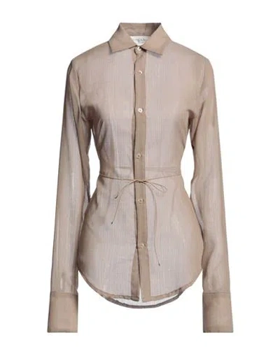 Ludovic De Saint Sernin Woman Shirt Taupe Size L Virgin Wool, Polyester In Grey