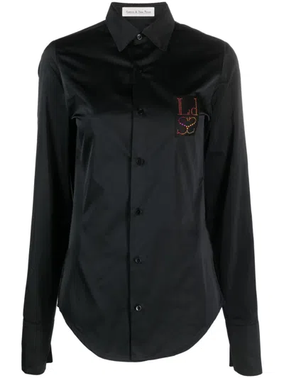 Ludovic De Saint Sernin Women's Logo Denim Shirt In Black