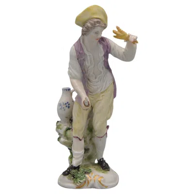 Pre-owned Ludwigsburg Porcelain Manufactory Ludwigsburg - Figurine Of A Gardener, Late 18th Century In Gray