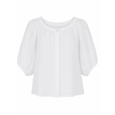 Luella Fashion Women's Aurelie Button-up Linen Top White