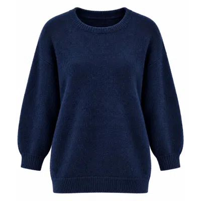 Luella Fashion Women's Blue Bettina Long Alpaca Jumper Navy
