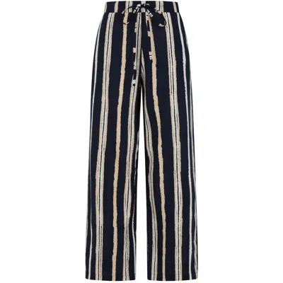 Luella Fashion Women's Blue / Neutrals Beziers Linen Trousers Navy