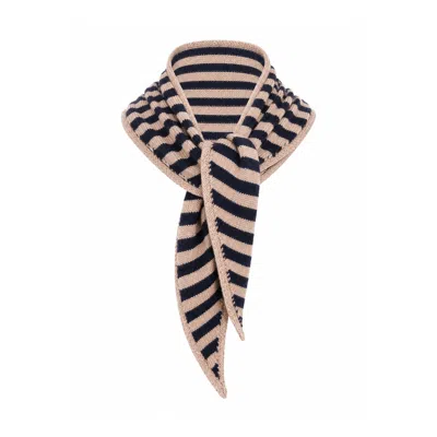 Luella Fashion Women's Blue / Neutrals Cashmere Blend Striped Scarf Navy & Camel