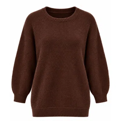 Luella Fashion Women's Brown Bettina Long Alpaca Jumper Chocolate