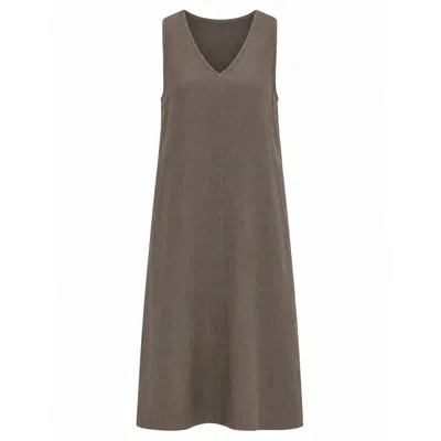 Luella Fashion Women's Brown Lisette Sleeveless V-neck Linen Dress Taupe